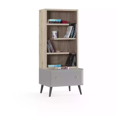 Letto per bambini completo, arredamento per bambini, letto in legno grigio per camera dei bambini, set 5 pezzi.