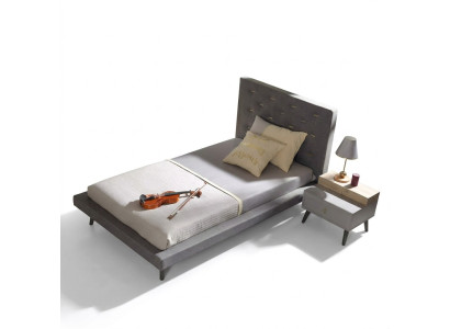 Sala giochi per bambini Set camera da letto Giovanile comodino Letto Legno Grigio 100 cm 2 pezzi