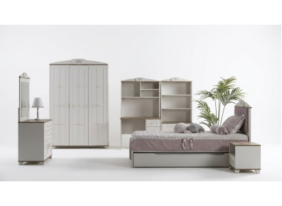 Camera dei bambini Completa Set di mobili per bambini Chesterfield Letto in legno Rosa 8 pezzi.