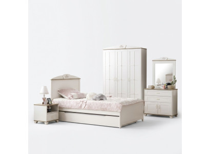 Letto funzionale Letto per bambini estraibile Letto bianco Set 5 pezzi Letto in legno