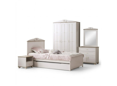 Letto per bambini funzionale Letto a scomparsa Letto in legno Letto estraibile Set 5 pezzi Bianco Nuovo