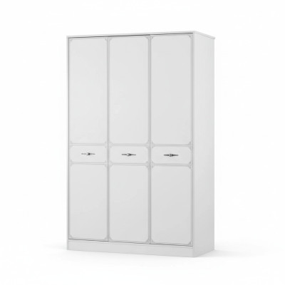 Armadio in legno di lusso Armadio ad ante Armadio Arredamento in legno Bianco 3 ante Design.
