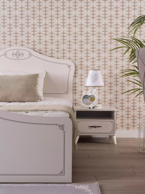 Tavolino comodino da notte in legno bianco per camera da letto, lusso per bambini.