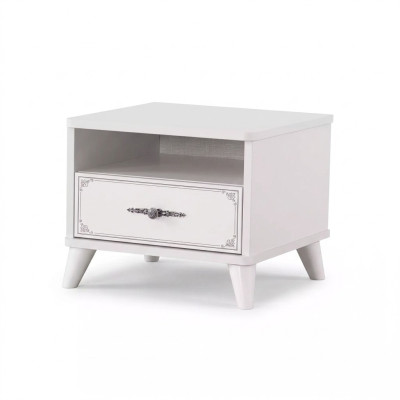 Tavolino comodino da notte in legno bianco per camera da letto, lusso per bambini.