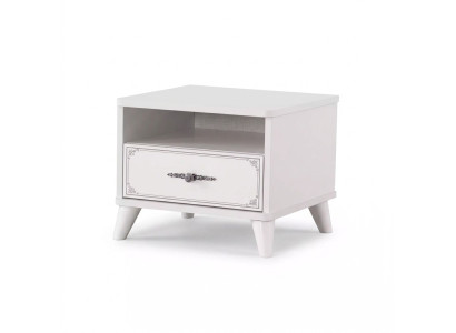 Tavolino comodino da notte in legno bianco per camera da letto, lusso per bambini.