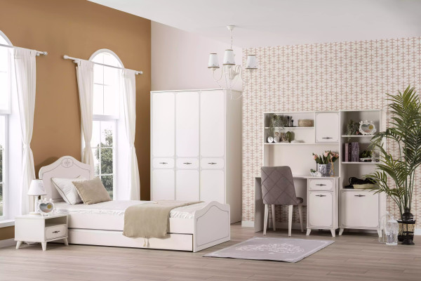 Letto Letto funzionale per bambini Cornice del letto in legno bianco Letti