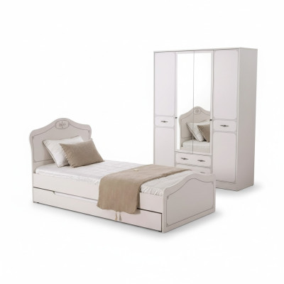 Letto Letto funzionale per bambini Cornice del letto in legno bianco Letti