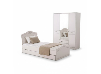 Letto Letto funzionale per bambini Cornice del letto in legno bianco Letti