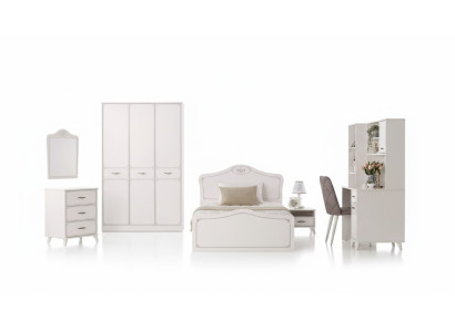 Completo letto per ragazzi letto funzionale Estraibile Set 8 pezzi Legno Bianco