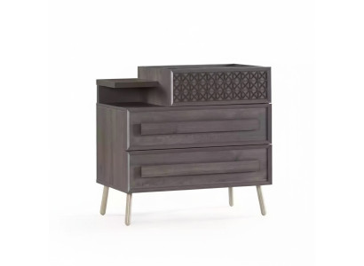 Comò armadio Legno Comò Camera da letto Sideboard Design Grigio Lusso