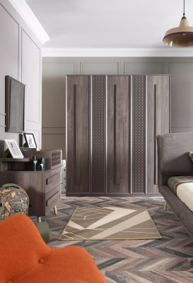 Armadio di lusso in legno grigio a 5 ante design