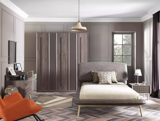 Armadio di lusso in legno grigio a 5 ante design