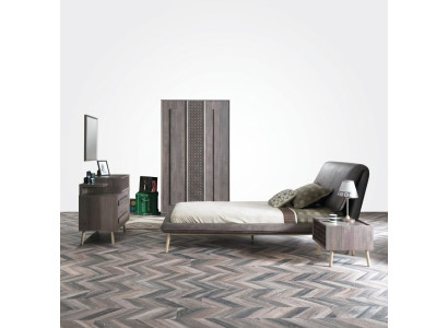 Letto completo per ragazzi, mobili per bambini, camera da letto per bambini, letto in legno grigio, set da 5 pezzi