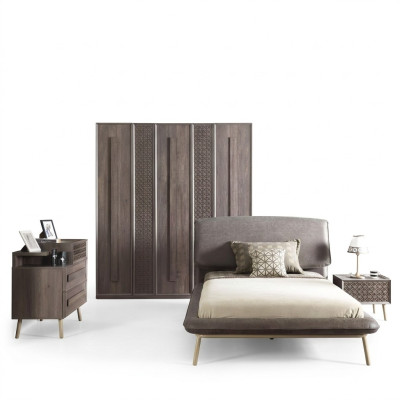 Set di camera per bambini Letto per ragazzi Mobili per bambini Letto Legno Grigio Set 5 pezzi