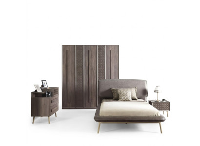 Set di camera per bambini Letto per ragazzi Mobili per bambini Letto Legno Grigio Set 5 pezzi