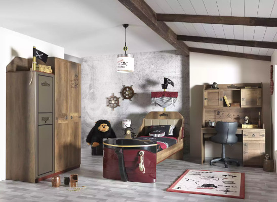 Pirata armadio in legno lusso guardaroba armadio armadio bambini legno marrone 3 porte