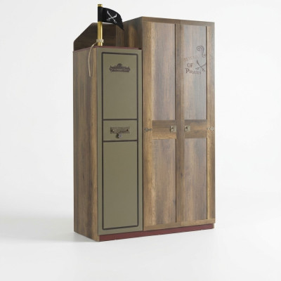 Pirata armadio in legno lusso guardaroba armadio armadio bambini legno marrone 3 porte