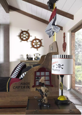 Struttura letto Letto funzionale Letto estensibile Pirata Marrone Legno Letto per bambini Letto