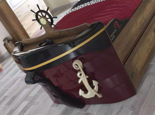 Letto funzionale pirata Letti Letto per bambini Letto in legno Letto per giovani Marrone Pirati