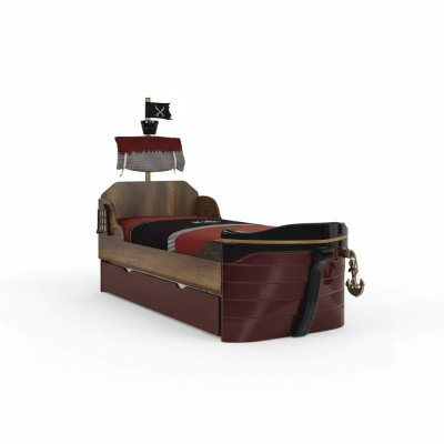 Letto funzionale pirata Letti Letto per bambini Letto in legno Letto per giovani Marrone Pirati