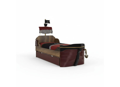 Letto funzionale pirata Letti Letto per bambini Letto in legno Letto per giovani Marrone Pirati
