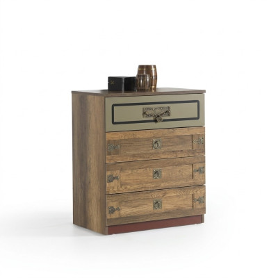 Comò Armadio Legno Comodini Camera da Letto Armadio in Legno Marrone Design