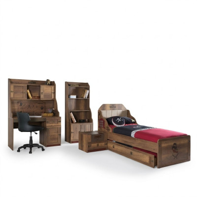 Camera dei bambini Set Pirata Struttura del letto per ragazzi Letto giovanile Legno Marrone Set di 5 pezzi