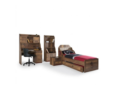 Camera dei bambini Set Pirata Struttura del letto per ragazzi Letto giovanile Legno Marrone Set di 5 pezzi