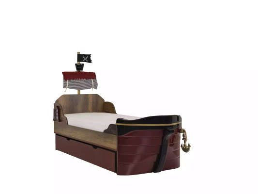 Pirata letto funzionale per bambini Marrone Legno Set Comodino Letto 