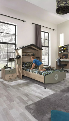 Telaio letto Set mobili per bambini Set camera da letto per bambini Letto Verde 4 pezzi in legno