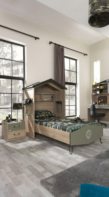 Telaio letto Set mobili per bambini Set camera da letto per bambini Letto Verde 4 pezzi in legno