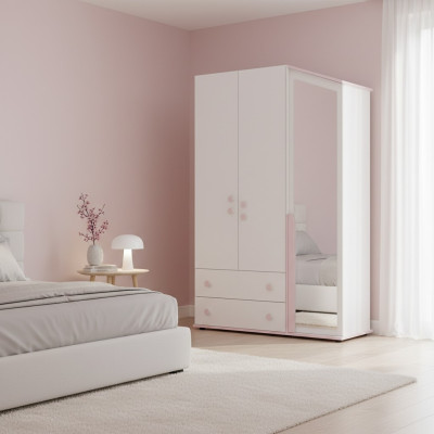 Design armadio in legno armadio guardaroba mobile in legno specchio bianco nuovo