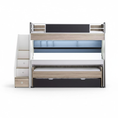 Letto a castello di lusso 3 posti letto Letto multifunzionale in legno Letto a castello in legno