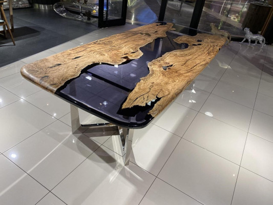 Tavolo da pranzo in resina epossidica Tavolo da cucina Tavolo da pranzo Tavolo 240 cm Legno Marrone