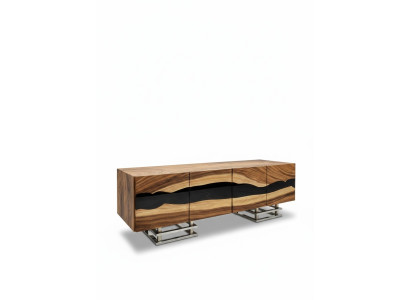Mobile bar credenza cassettiera in resina epossidica marrone soggiorno legno cassettiere