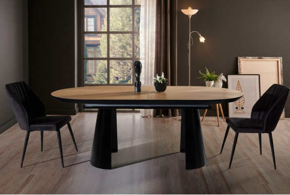 Tavolo da pranzo ovale Tavolo da pranzo allungabile Tavolo da cucina in legno marrone