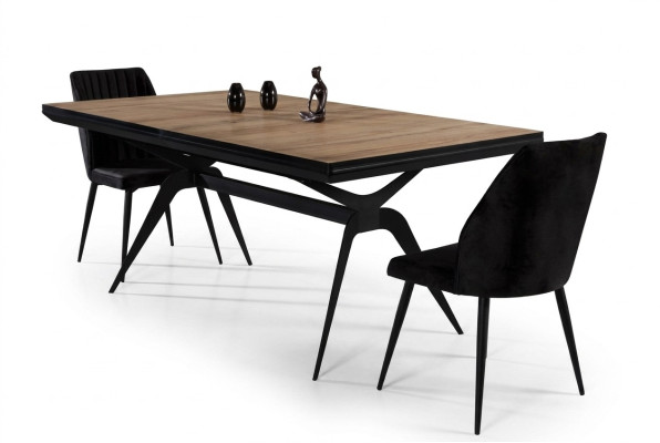 Tavolo da pranzo di lusso allungabile, tavolo da cucina design in legno marrone.