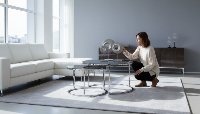 Set di tavolini da caffè di lusso argento design soggiorno
