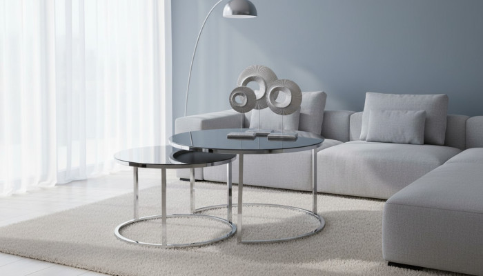Set di tavolini da caffè di lusso argento design soggiorno