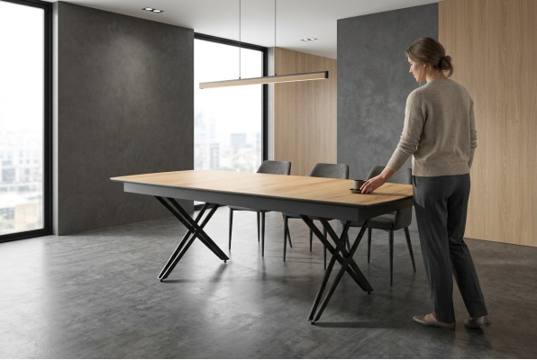 Tavolo da cucina design tavolo da pranzo allungabile in legno marrone mobile  Tavolo da cucina design tavolo da pranzo allungabile in legno marrone mobile