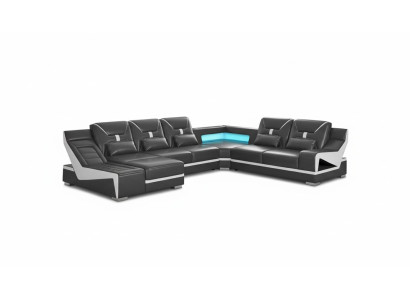 Sistema di sedute divano a forma di U divano design divano nero divano d'angolo.