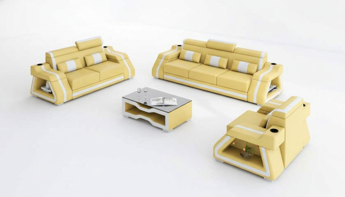 Divani in pelle Set completo di divani Set di divani Divano 3 pezzi Divani Gialli