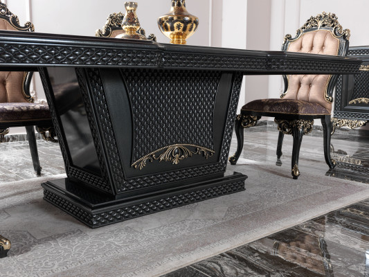 Gruppo da pranzo Sala da pranzo Tavolo da pranzo Sedie Legno Set 12 pezzi Grigio Barocco Credenza