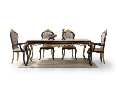 Gruppo di mangiare angolo pranzo sala da pranzo tavolo sedie legno 9 pezzi marrone barocco