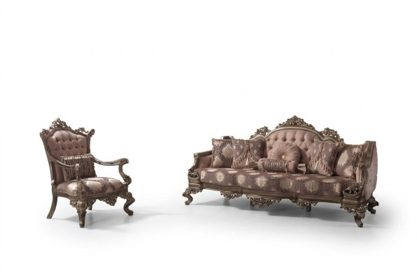 Divano imbottito Chesterfield in tessuto beige Set divano_PATTERN di divani da salotto.