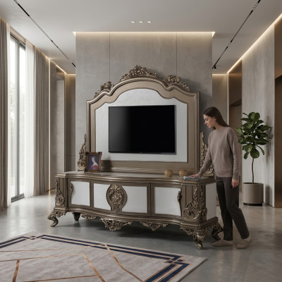 Mobile porta TV soggiorno sideboard lowboard legno marrone tavolo lusso