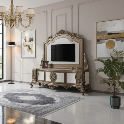 Mobile porta TV soggiorno sideboard lowboard legno marrone tavolo lusso