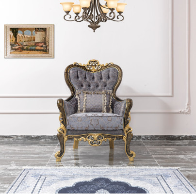 Set di divani Chesterfield Chesterfield Divano imbottito Divano Blu Tre posti Poltrona