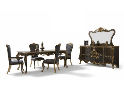Sala da pranzo di lusso Set da pranzo credenza Tavolo Sedie Legno 10 pezzi Marrone