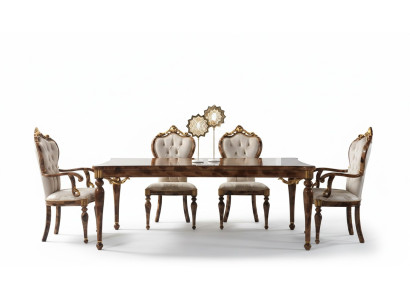 Classico set da pranzo angolare tavolo da pranzo in legno marrone da 7 pezzi.